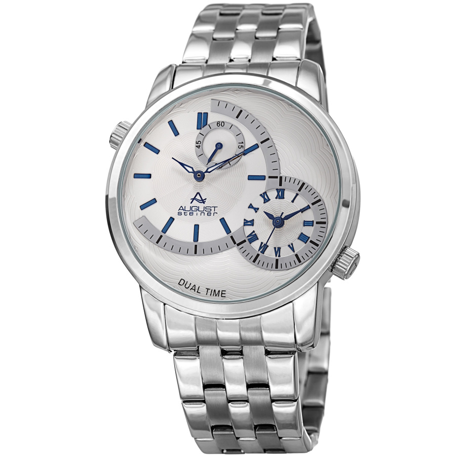 August Steiner Dual Time Quartz White Dial Men's Watch AS8210SSBU