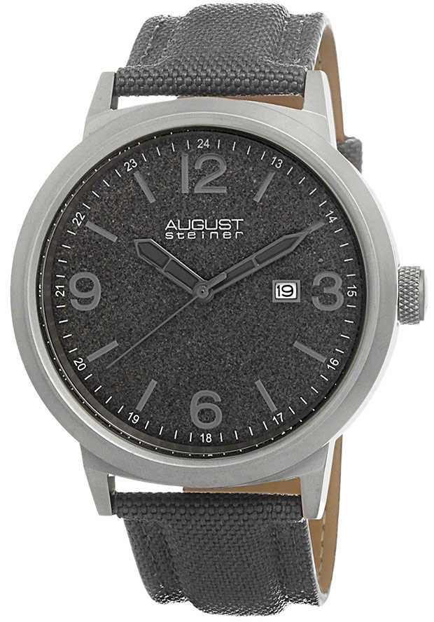 August Steiner Grey Dial Grey Canvas Men's Watch AS8088GY