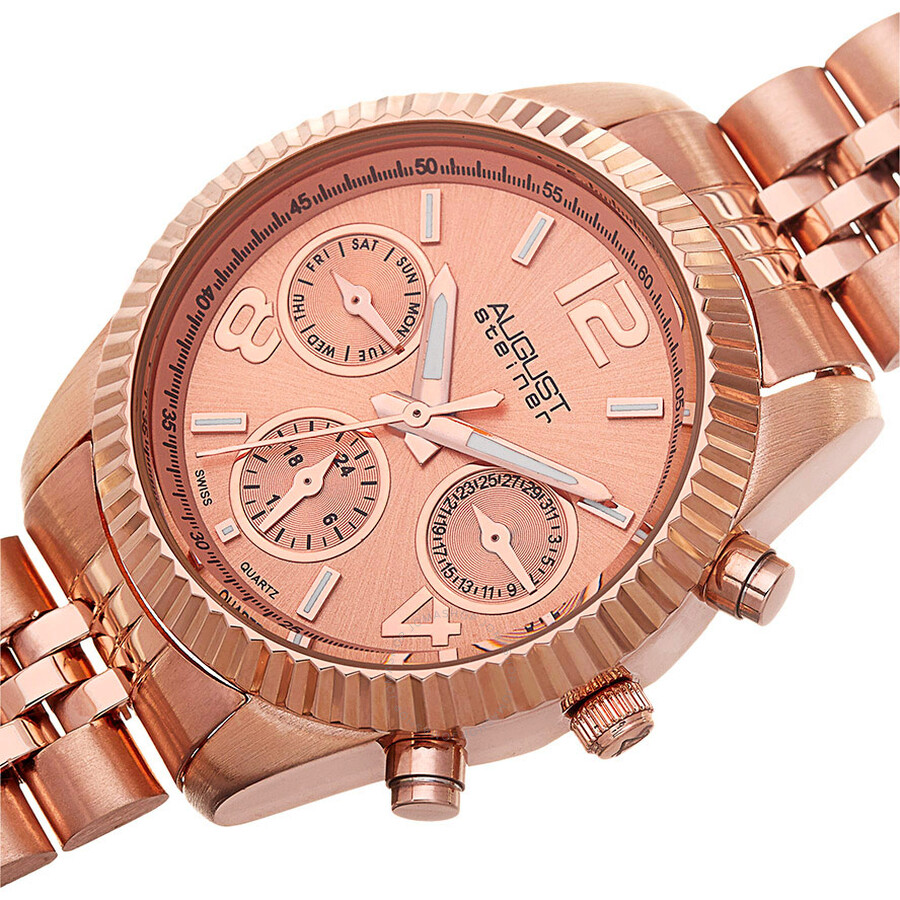  Multi-Function Rose Dial Rose Gold-tone Ladies Watch 