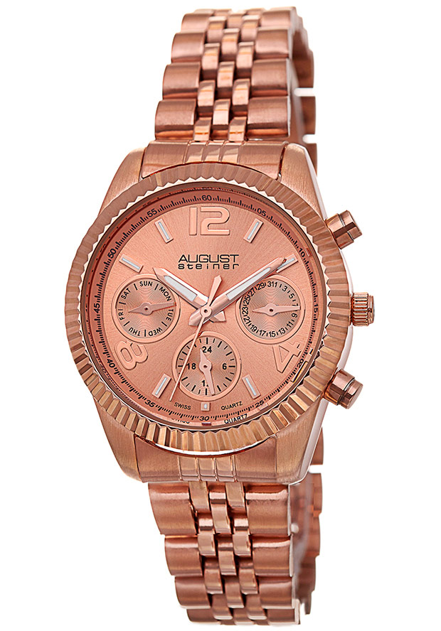 August Steiner Multi-Function Rose Dial Rose Gold-tone Ladies Watch AS8103RG