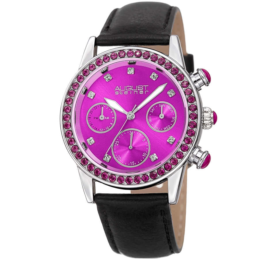 August Steiner Quartz Crystal Purple Dial Ladies Watch AS8236PK