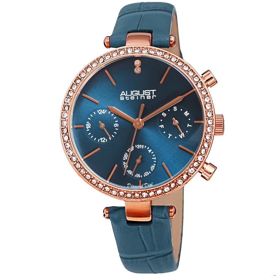 August Steiner Quartz Diamond Blue Dial Ladies Watch AS8288BU
