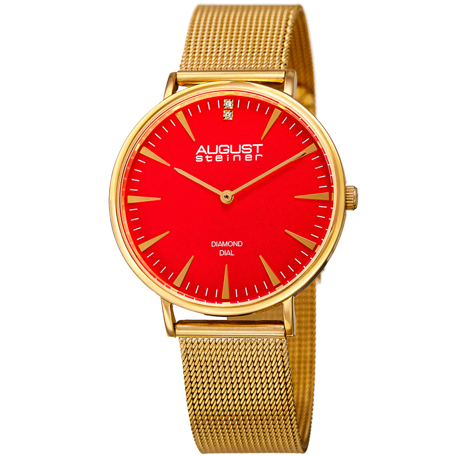August Steiner Quartz Diamond Orange Dial Ladies Watch AS8207YG