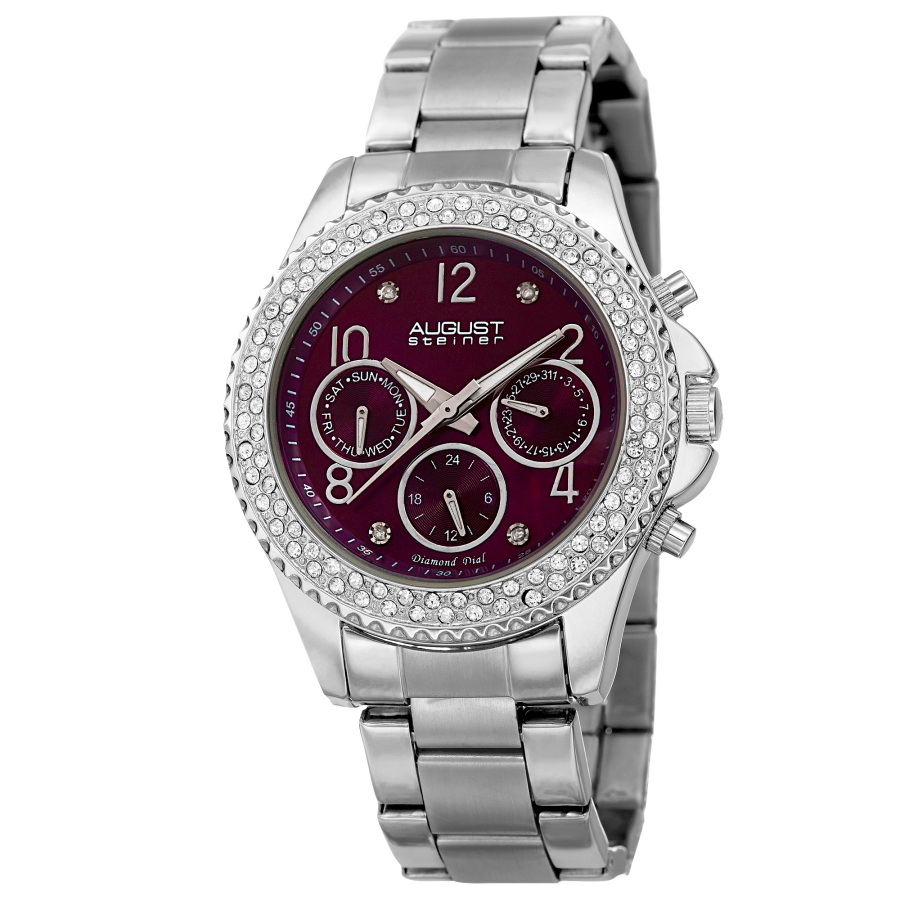 August Steiner Quartz Diamond Purple Dial Ladies Watch AS8136SSPU
