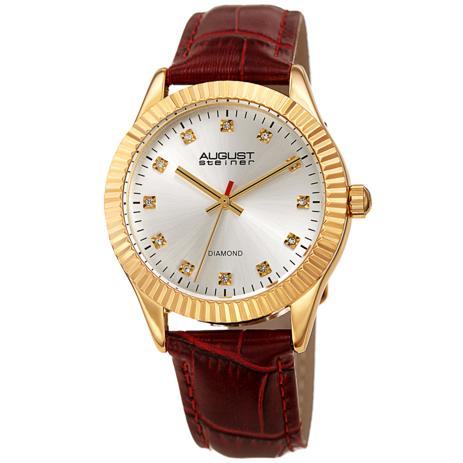 August Steiner Quartz Diamond Silver Dial Ladies Watch AS8277RD