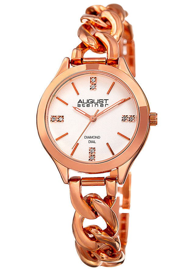 August Steiner Quartz Silver Dial Rose Gold-tone Ladies Watch AS8222RG
