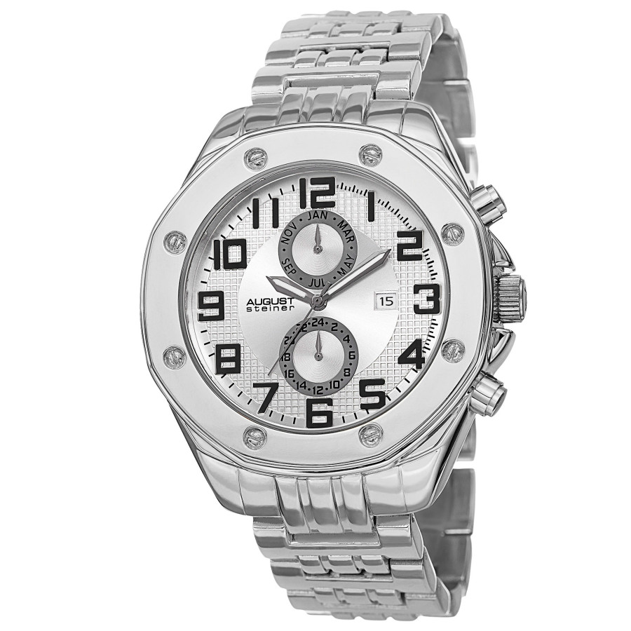 August Steiner Quartz Silver Dial Silver-tone Alloy Men's Watch AS8140SS