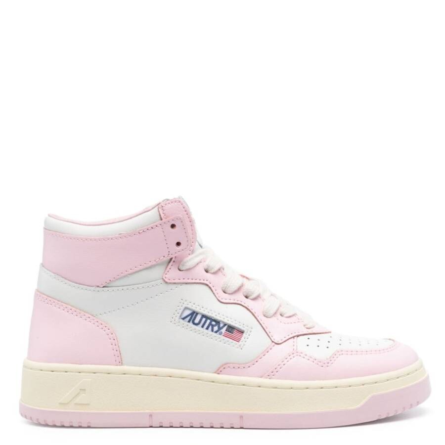 Autry Ladies Pink Medalist Panelled Leather Sneakers In Pink