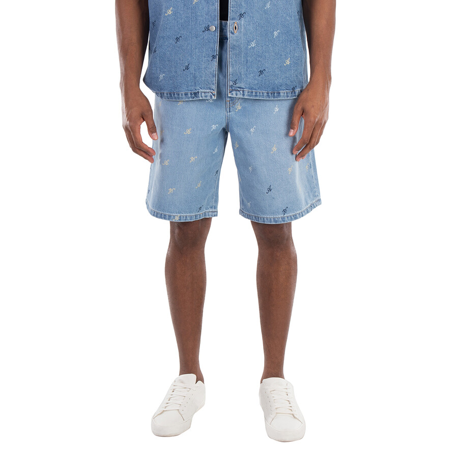 Miles Logo Print Denim Shorts