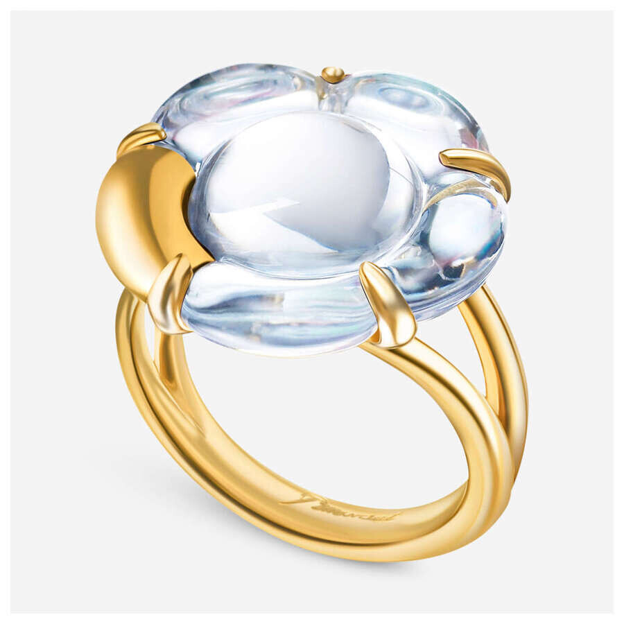 Baccarat 18k Gold Plated On Sterling Silver, Clear Crystal Flower Statement Ring 2803451