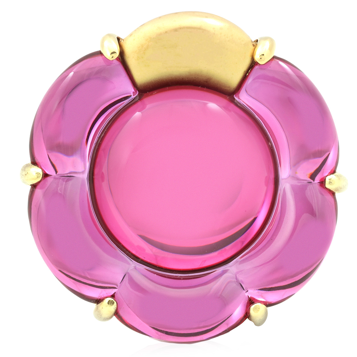 Baccarat 'B Flower' Ring Fuchsia Crystal Size 5 2803643 - Jewelry