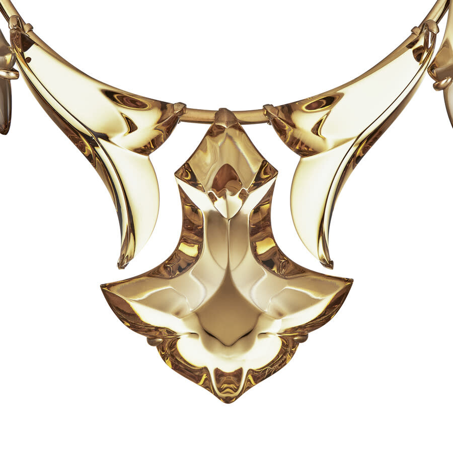 Baccarat Crystal Pampille Collar Necklace In Gold Tone