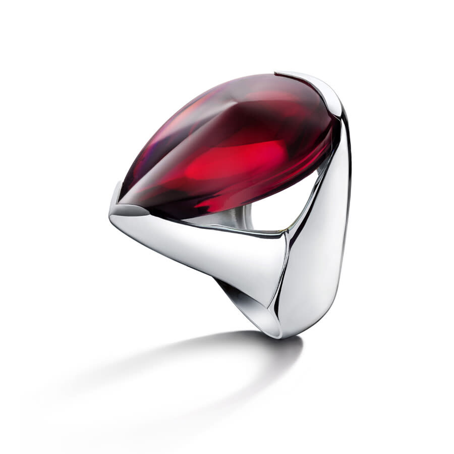 Shop Baccarat Ring Medium Silver Red Crystal Iridescent In Silver-tone