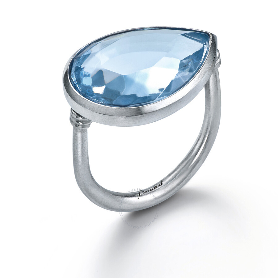 Shop Baccarat Ring Pear Large Size Silver Light Blue Crystal In Silver-tone