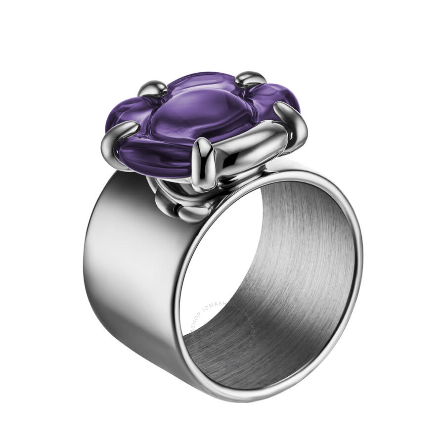 Baccarat Women's B Flower Silver Crystal Ring 2803712 In Silver Tone