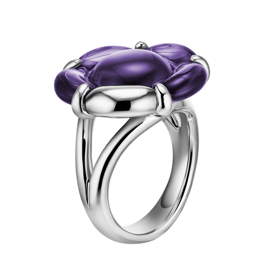 Baccarat 'B Flower' Ring Amethyst Crystal Size 5 2806554 - Jewelry