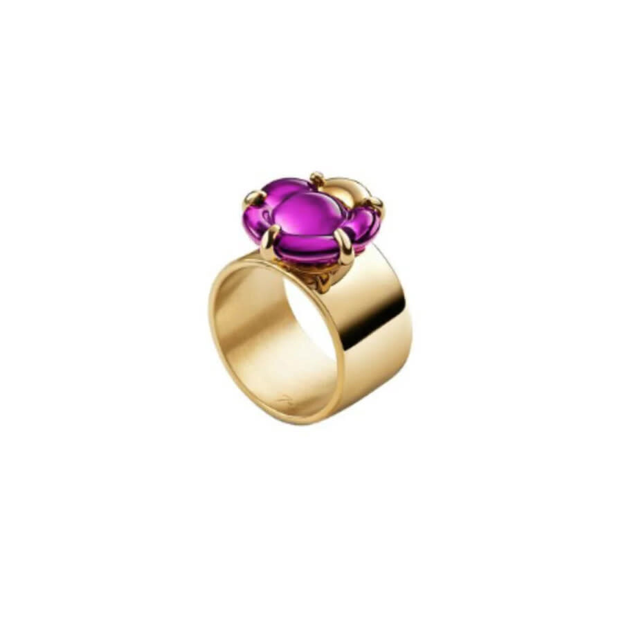 Baccarat Women's B Flower Vermeil Crystal Ring 2803710 In Gold Tone