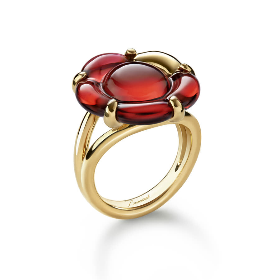 Shop Baccarat Women's B Flower Vermeil Red Crystal Ring 2807657 In Gold-tone