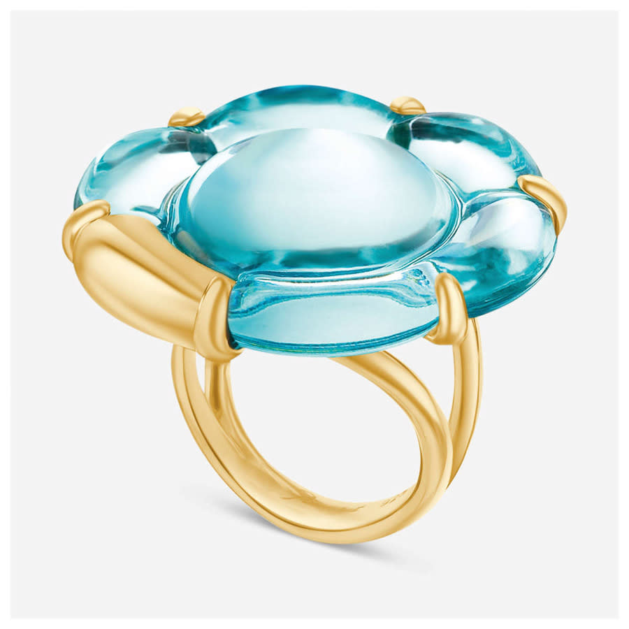Baccarat 'B Flower' Ring Turquoise Crystal Size 5 2806980