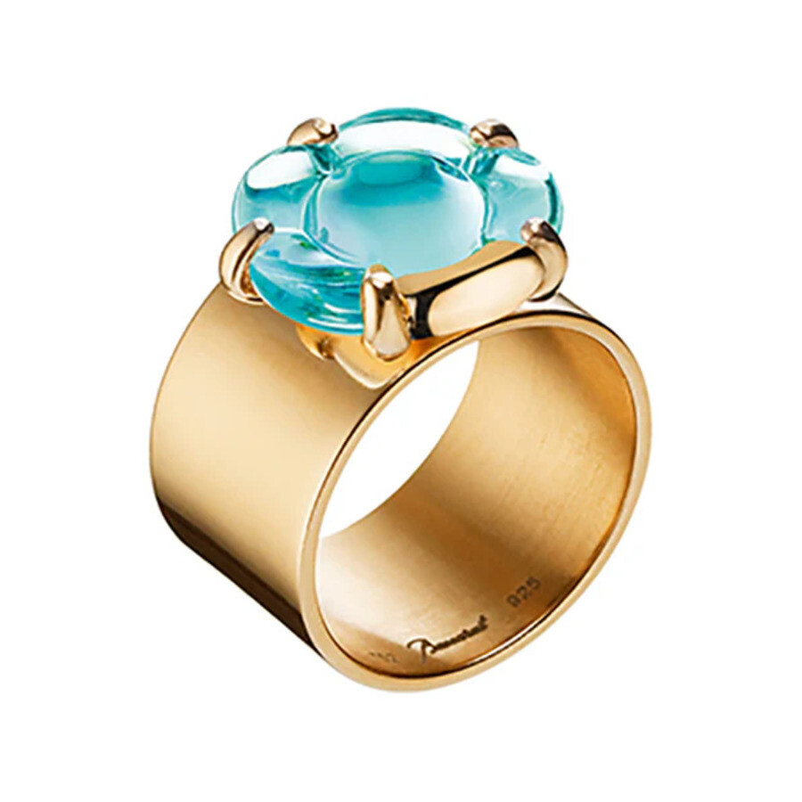 Baccarat Women's B Flower Vermeil Turquoise Crystal Ring 2806987 In Gold Tone