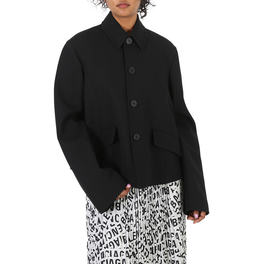 Shop Balenciaga Black Deconstructed Wool Barathea Jacket