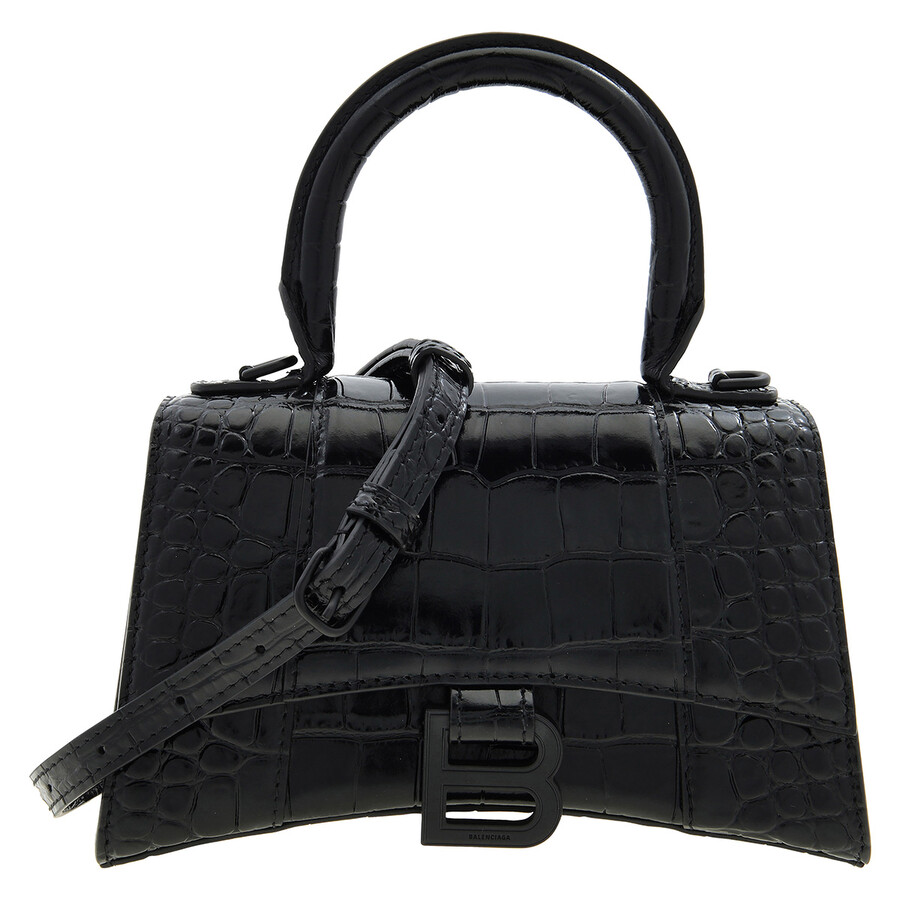 BALENCIAGA|CROSSBAGS (592833 1LR67 1000) Balenciaga Black Hourglass XS Shoulder Bag 592833 1LR67 1000