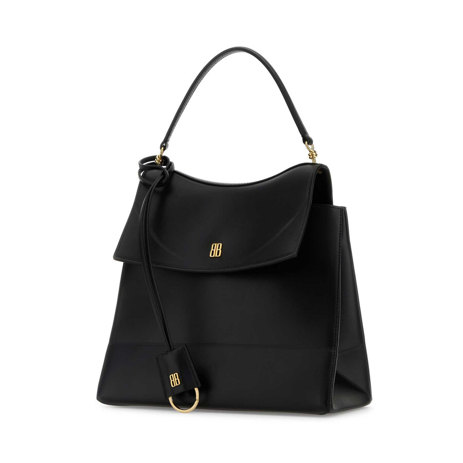 Balenciaga Medium Nano Leather Shoulder Bag In Black