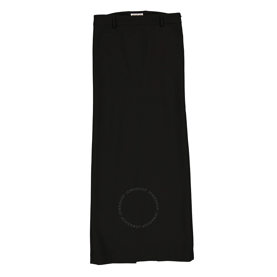 Balenciaga Black Maxi Tube Wool Skirt With Slit In Black