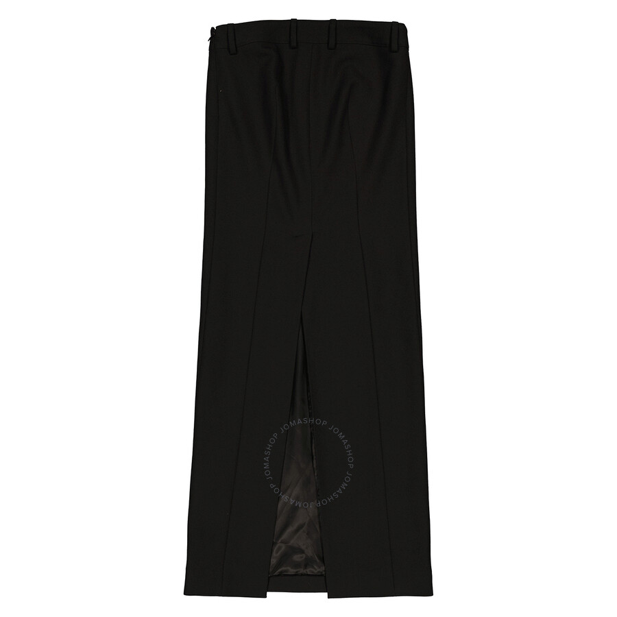 Balenciaga Black Maxi Tube Wool Skirt With Slit In Black