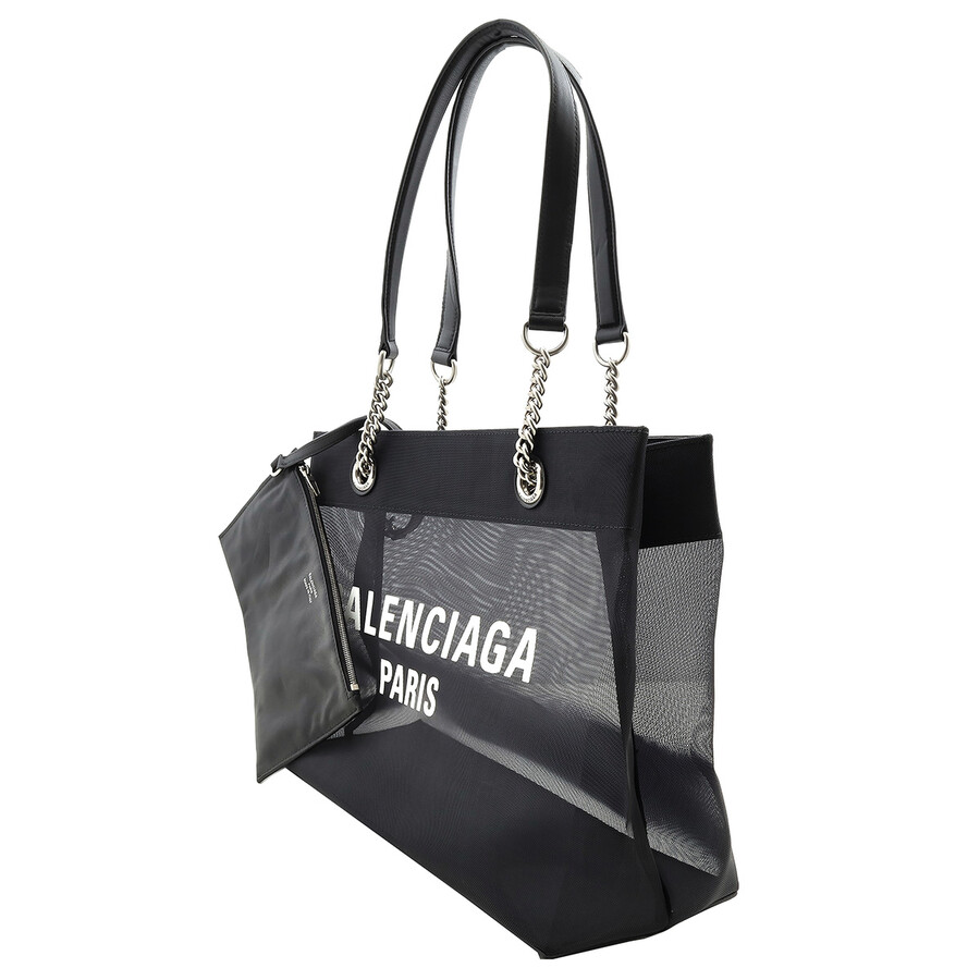 Balenciaga Black Medium Duty Free Mesh Tote Bag In Black