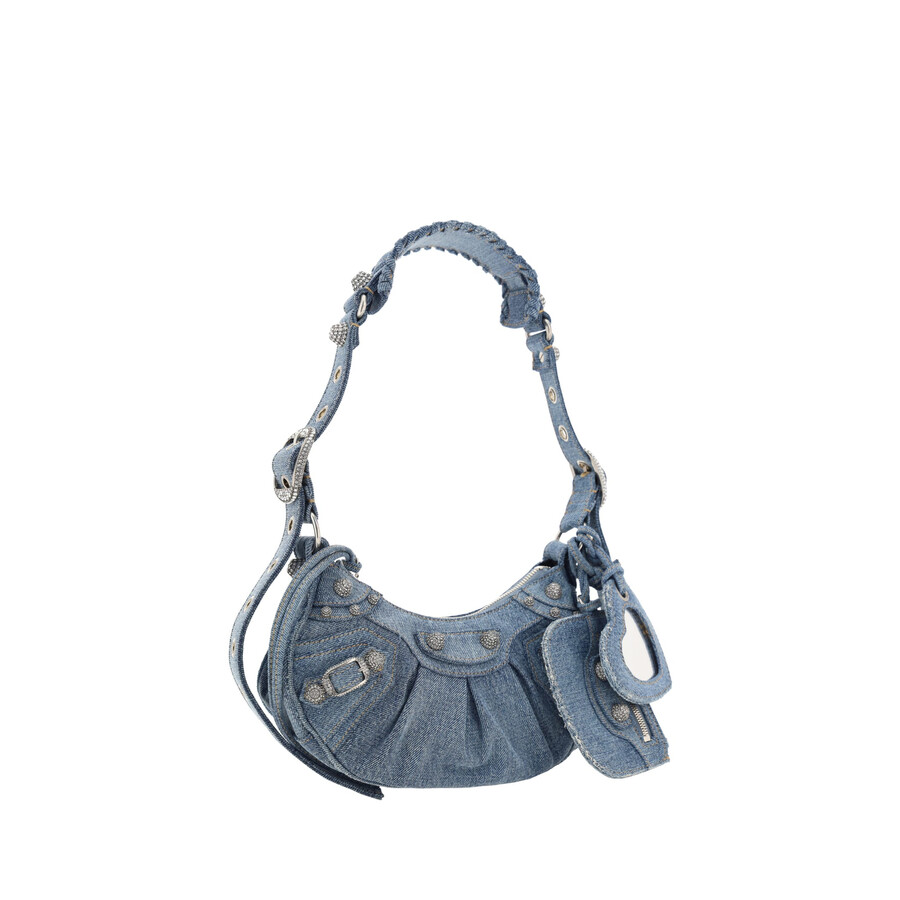 Balenciaga Blue Denim Le Cagole Xs Shoulder Bag In Blue