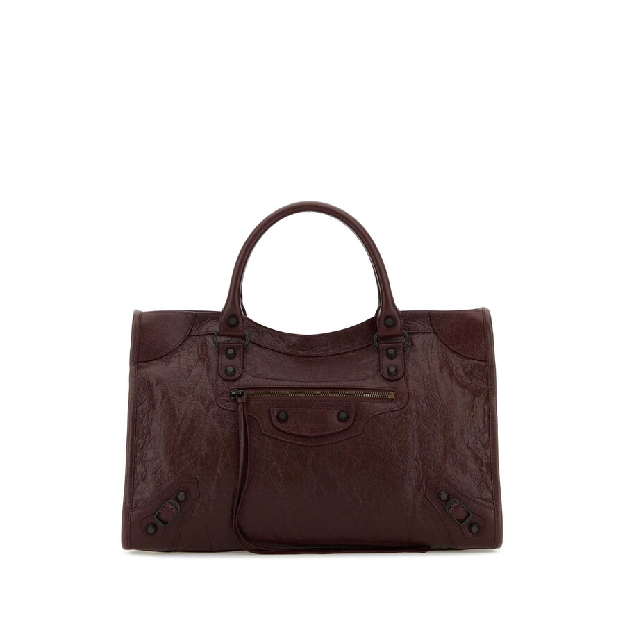 Balenciaga Burgundy Leather Medium Le City Handbag In Red