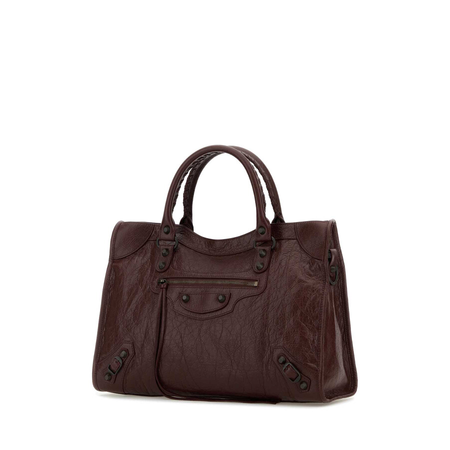 Balenciaga Burgundy Leather Medium Le City Handbag In Red