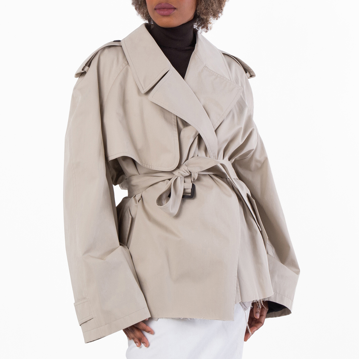 Balenciaga Classic Fit Cropped Trench Coat, Brand Size 2 (Medium