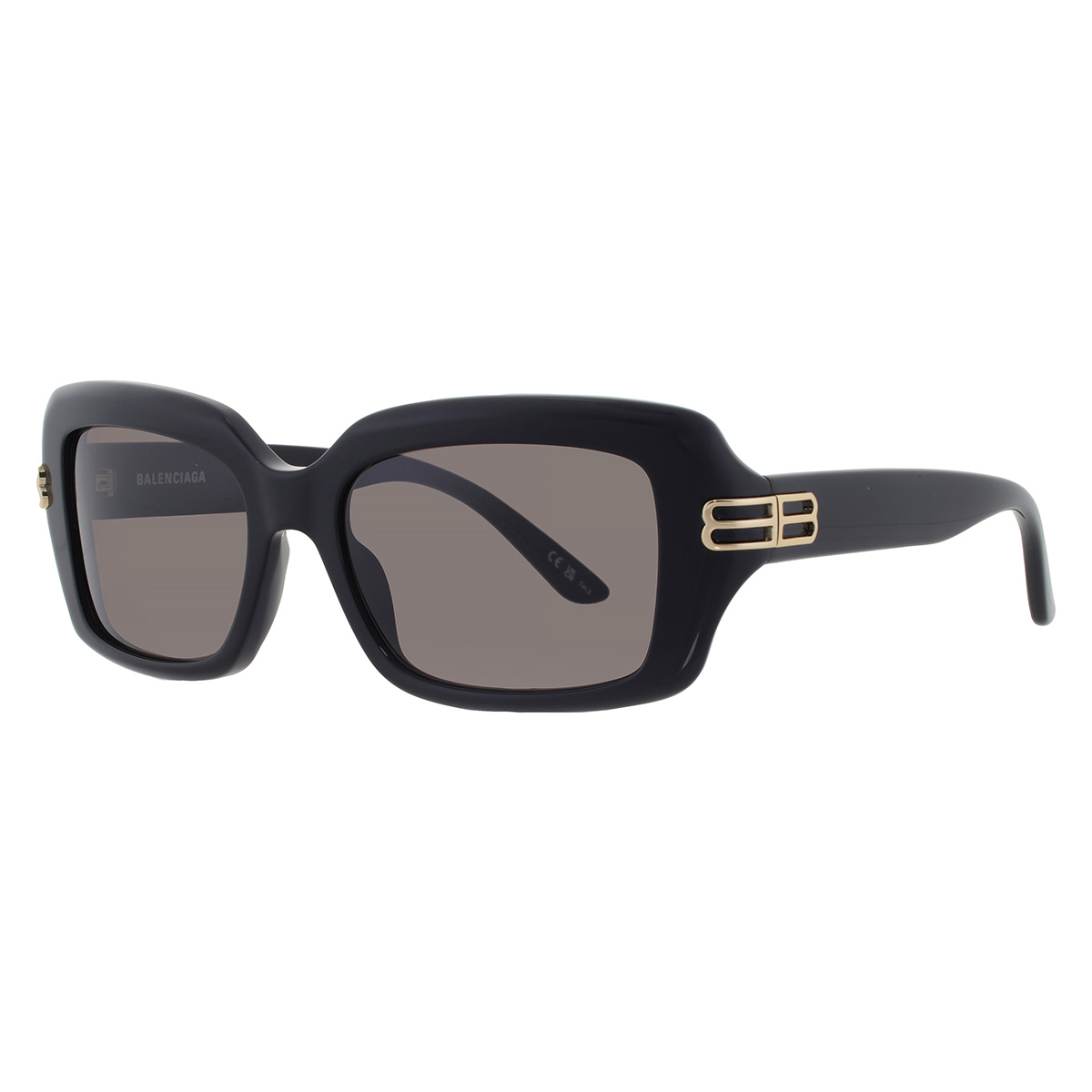 Balenciaga Dark Black Rectangular Ladies Sunglasses BB0465S 001 56