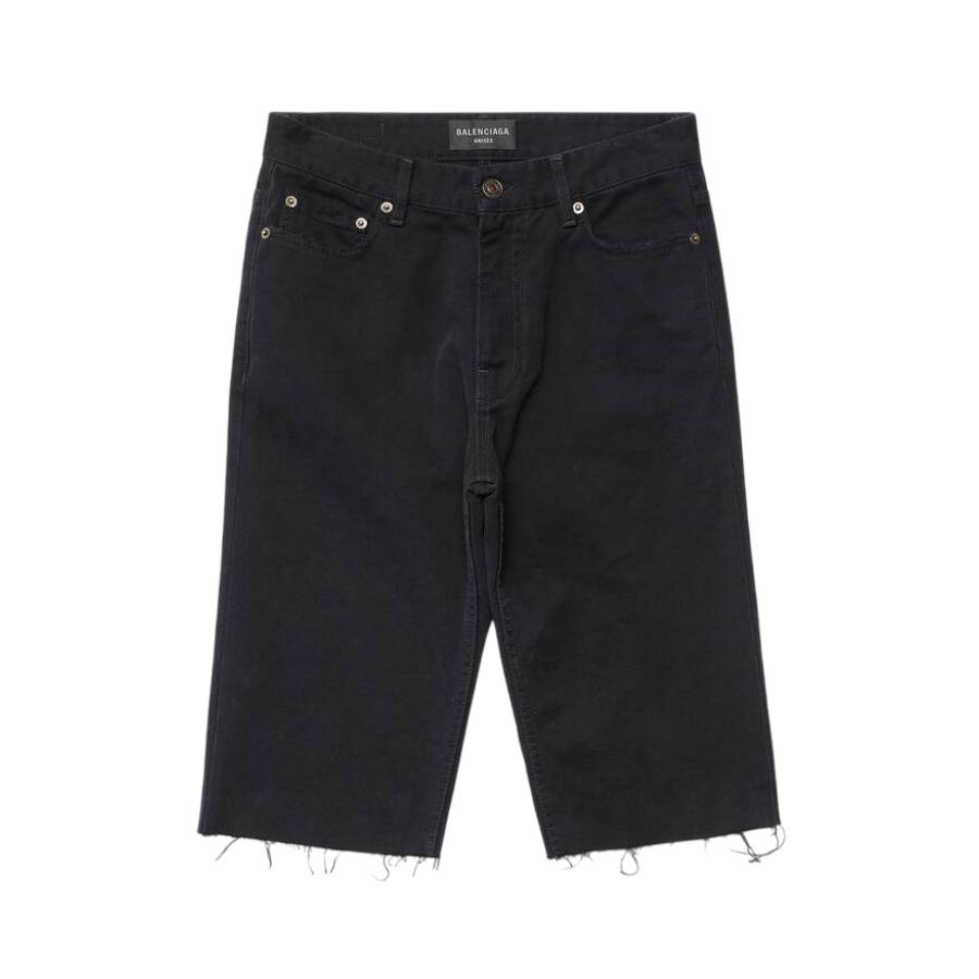 Balenciaga Distressed-Effect Denim Shorts, Size X-Small 753212