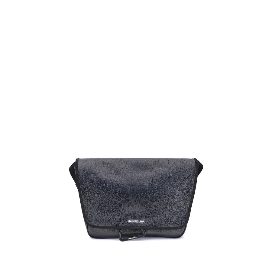 Balenciaga Textured Finish Shoulder Bag With Adjustable Strap In Black
