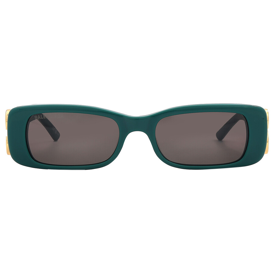 Shop Balenciaga Grey Rectangular Ladies Sunglasses Bb0096s 006 51 In Green / Grey