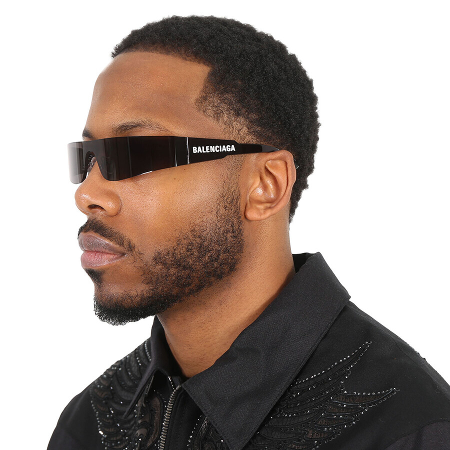 Balenciaga Grey Rectangular Unisex Sunglasses Bb0041s 001 99 In Grey
