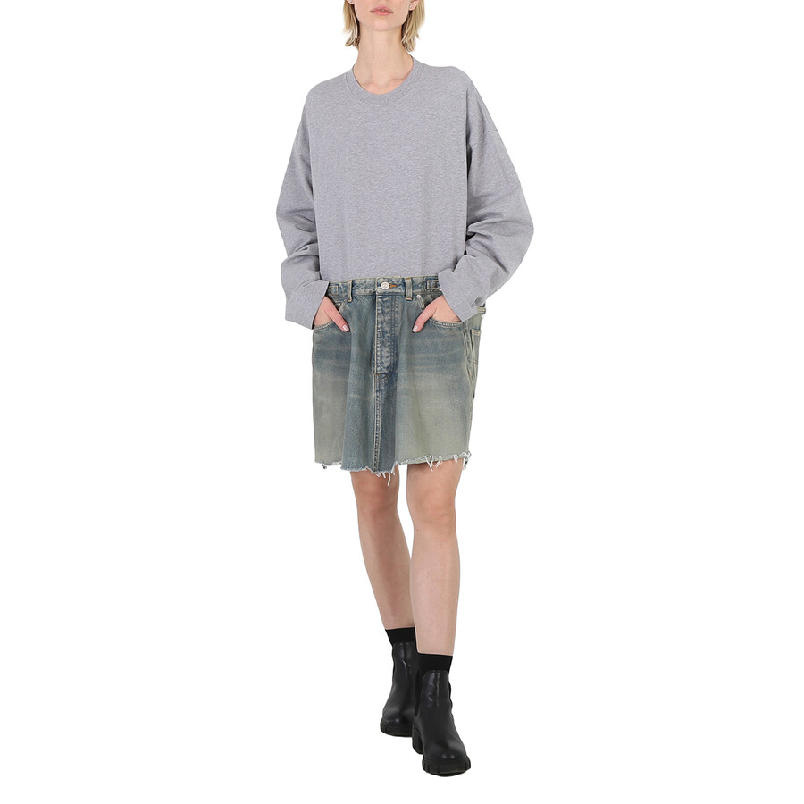 Shop Balenciaga Heather Grey Illusion Oversized Mixed Media T-shirt