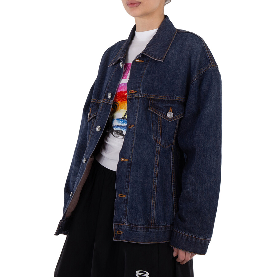 Hourglass Cotton Denim Jacket In Dark Indigo / Madder