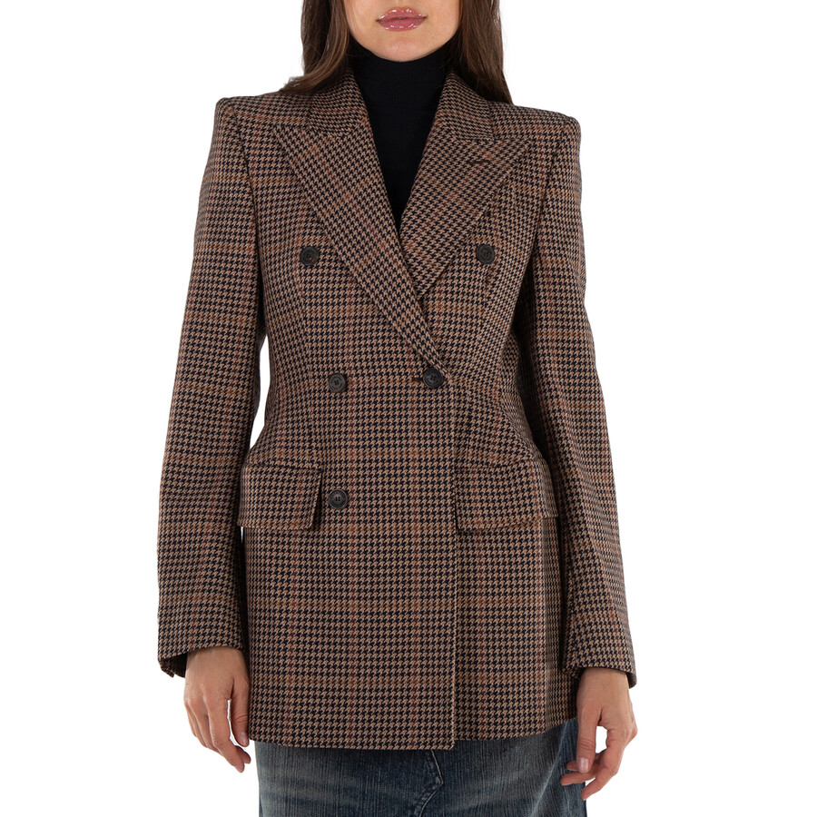 BALENCIAGAバレンシアガ Hourglass Houndstooth Balenciaga Hourglass Houndstooth Double-Breasted Blazer