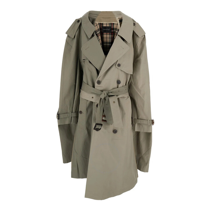Balenciaga 'double Sleeve' Beige Trench Coat With Extra Pair Of Sleeves In Cotton Woman In Beige