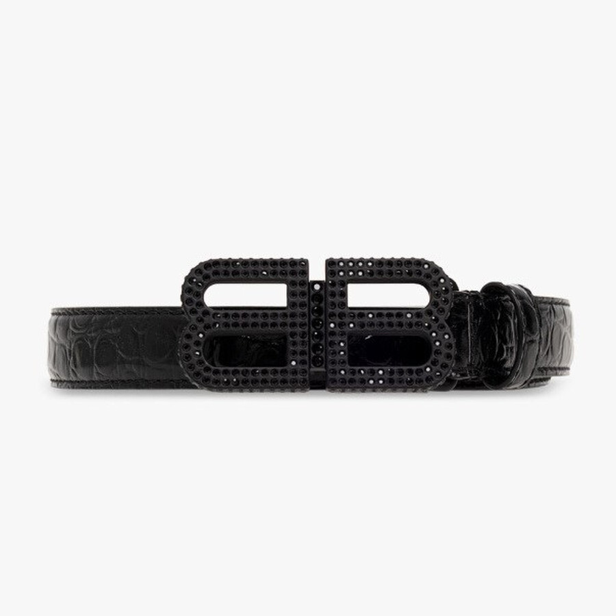 BALENCIAGA BB HOURGLASS ロゴ　ベルト　85 ブラック Balenciaga BB Hourglass Large Belt in Black | FWRD
