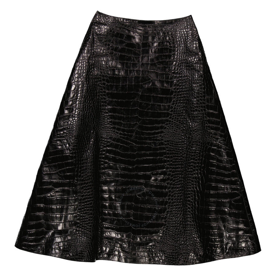 Balenciaga Ladies Black Crocodile-effect A-line Skirt In Black