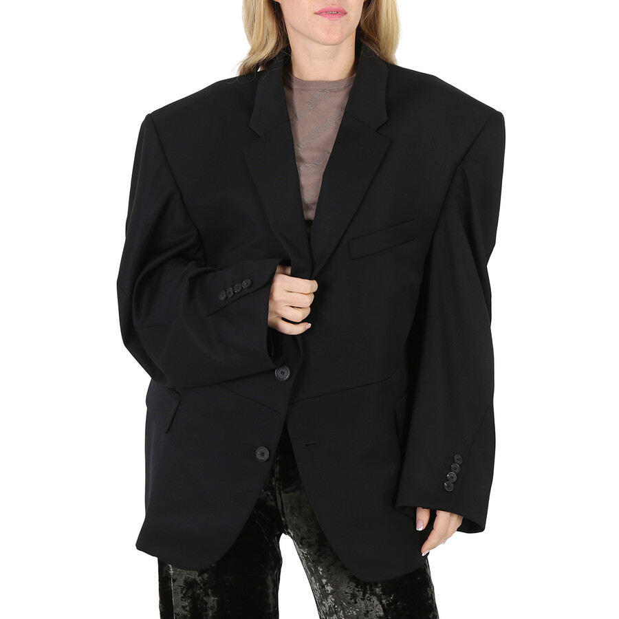 Balenciaga Ladies Black TwistedSleeve Oversized Blazer, Brand Size 1