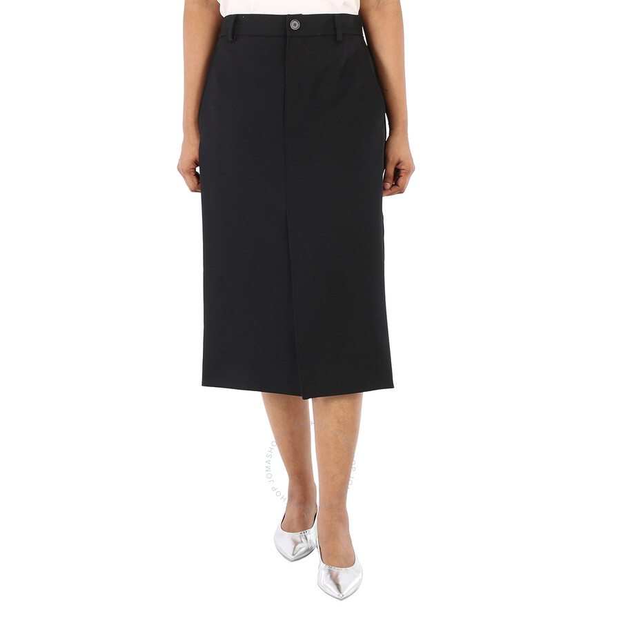 Shop Balenciaga Ladies Longuette Panelled Midi Skirt In Black