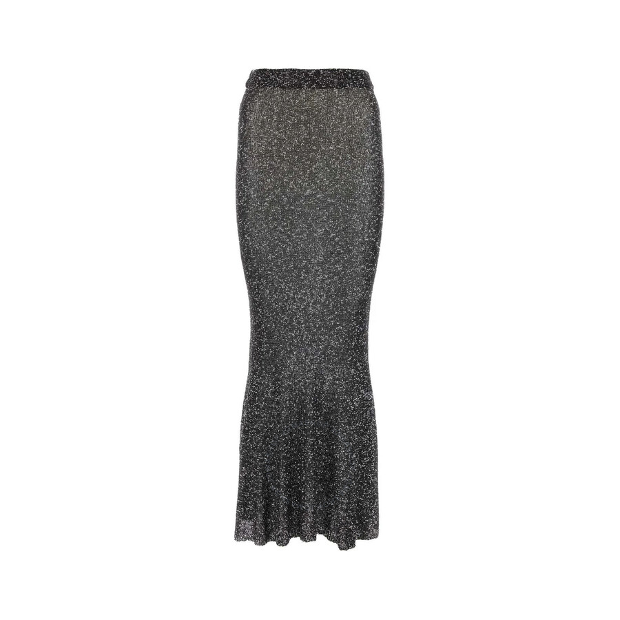 Balenciaga Ladies Sequin Mermaid Maxi Skirt In Silver Tone/black