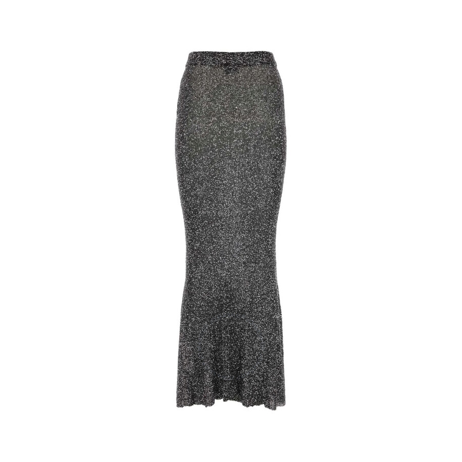 Balenciaga Ladies Sequin Mermaid Maxi Skirt In Silver Tone/black