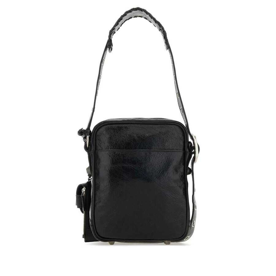 Balenciaga Black Leather Le Cagole Men Crossbody Bag In Black
